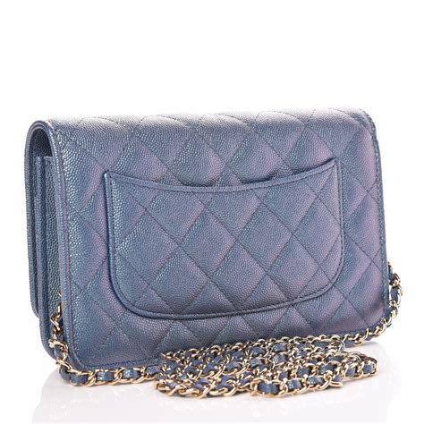 chanel iridescent wallet long blue|CHANEL Iridescent Caviar Quilted Wallet on Chain WOC Blue .